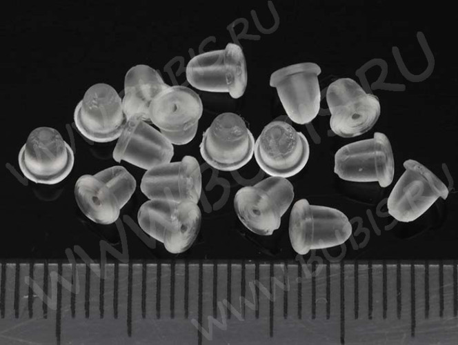 (СКИДКИ!!!) Зажимы для пуссет(гвоздиков) и швенз №17-ОПТ прорезиненные крепёжки (03) 4*4*4мм полупрозрачные матовые (ок.10000шт)