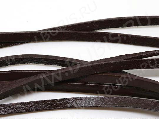 Шнур кожаный 28 полоска двусторонний 2*1мм тёмно-коричневый (1м)