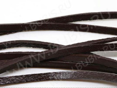 Шнур кожаный 28 полоска двусторонний 2*1мм тёмно-коричневый (1м)