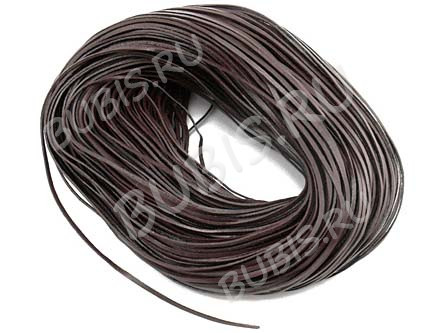 Шнур кожаный 28 полоска двусторонний 2*1мм тёмно-коричневый (1м)