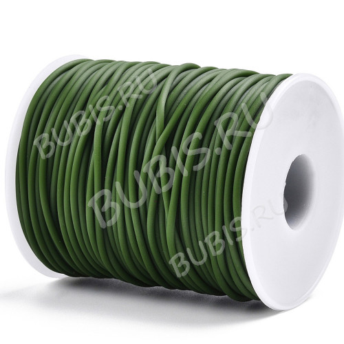 Полиуретановый шнур 14 2мм ПОЛЫЙ зелёный (тёмно-оливковый) (1м)