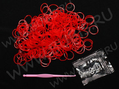 (РАСПРОДАЖА!!!) Набор для плетения браслетов 42 Loom Bands в пакете КРАСНЫХ непрозрачных (Loom Bands) (200 резинок)