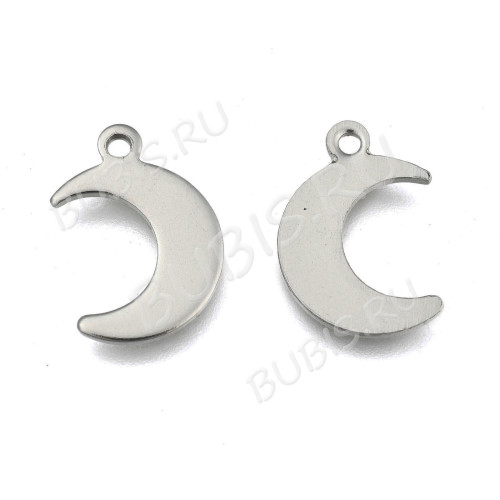 Подвеска Луна 07 15,5*10,5*1мм цвет платины (Хирургическая сталь) 