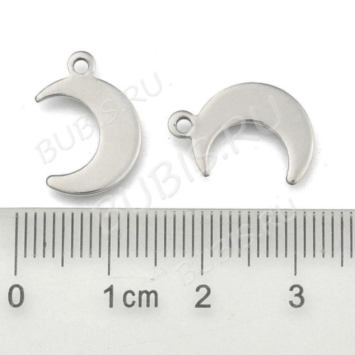 Подвеска Луна 07 15,5*10,5*1мм цвет платины (Хирургическая сталь) 