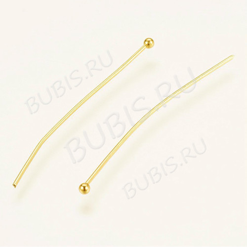 Штифт с шариком ювелирная сталь 30*0,6мм Real 24k Gold Plated золотистый (Хирургическая сталь) (10шт) 