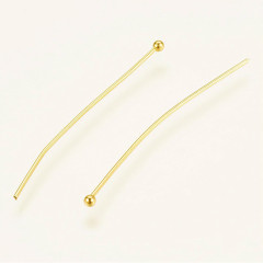 Штифт с шариком ювелирная сталь 30*0,6мм Real 24k Gold Plated золотистый (Хирургическая сталь) (10шт)