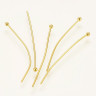 Купить Штифт с шариком ювелирная сталь 30*0,6мм Real 24k Gold Plated золотистый (Хирургическая сталь) (10шт)  с доставкой по России