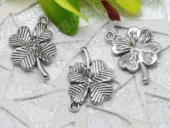 Подвеска Клевер 05 3D четырёхлистник 18*12,5*1,7мм античное серебро (литьё)