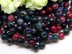 (ОПТ) Бусина округлая ГРАНЁНАЯ 10мм Агат кракле и не кракле МИКС тёмный (камни) (НИТЬ)