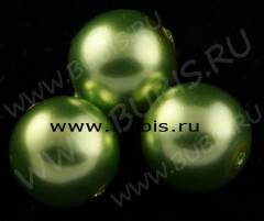 Бусина "жемчуг" 8мм т.салатовая (стекло) (10шт.)