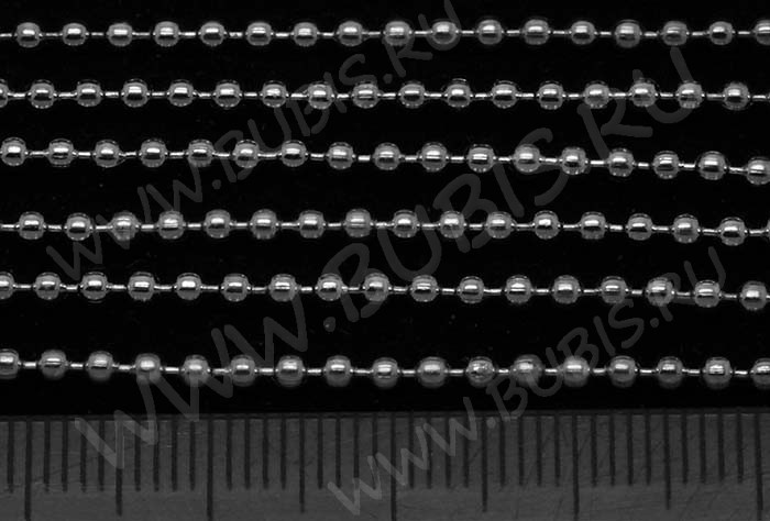 Цепочка I110 шариковая d=2,4мм цвет платины (Iron) (50см)
