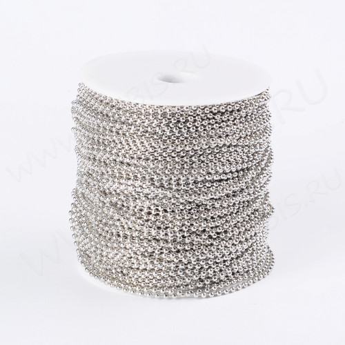 Цепочка I110 шариковая d=2,4мм цвет платины (Iron) (50см)