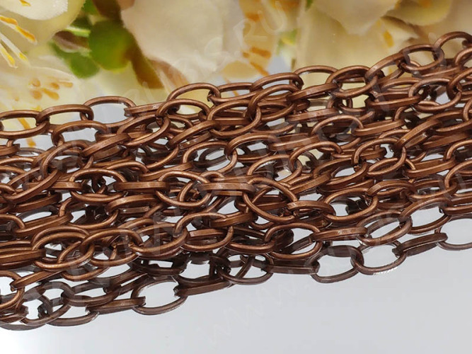 Цепочка I042 с простым плетением звено 6,5*4мм античная медь (Iron) (50см)