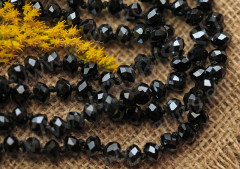 Бусина кристалл гранёный абакус 8*8*5,5мм чёрный непрозрачный (имитация Сваровски)