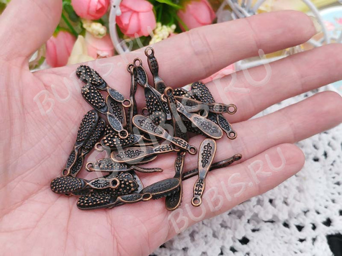 Подвеска Расчёска 01 3D щётка 27*6*3,5мм античная медь (литьё)