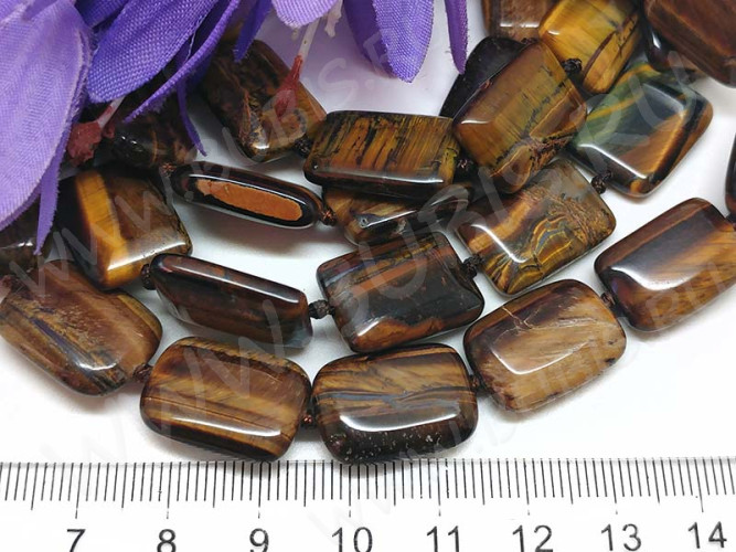 Бусина каменная Прямоугольник 17 подушка 18*13*5мм Тигровый глаз (камни)