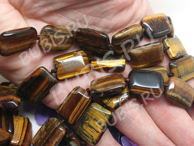 Бусина каменная Прямоугольник 17 подушка 18*13*5мм Тигровый глаз (камни)