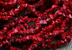 Крошка (галтовка) каменная 051 крупная 9-12мм Коралл красный имит. (камни) (нить без замка прим.90см)