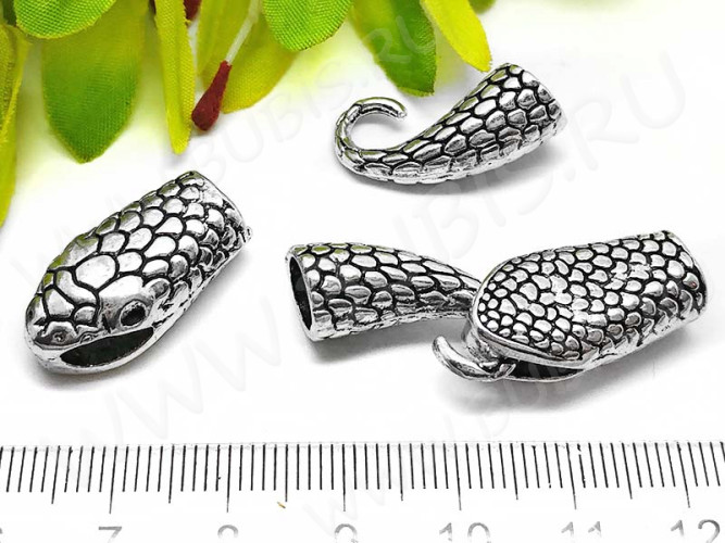 159 Тоггл-крючок для шнура Змея 22,5*12мм и 24*11,5мм античное серебро (литьё)