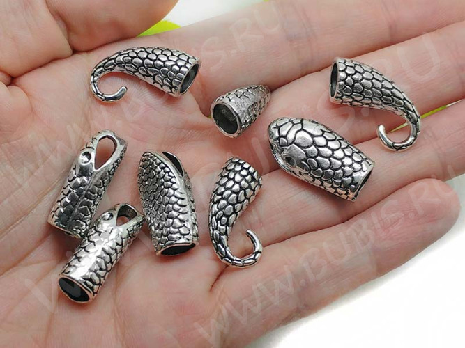 159 Тоггл-крючок для шнура Змея 22,5*12мм и 24*11,5мм античное серебро (литьё)