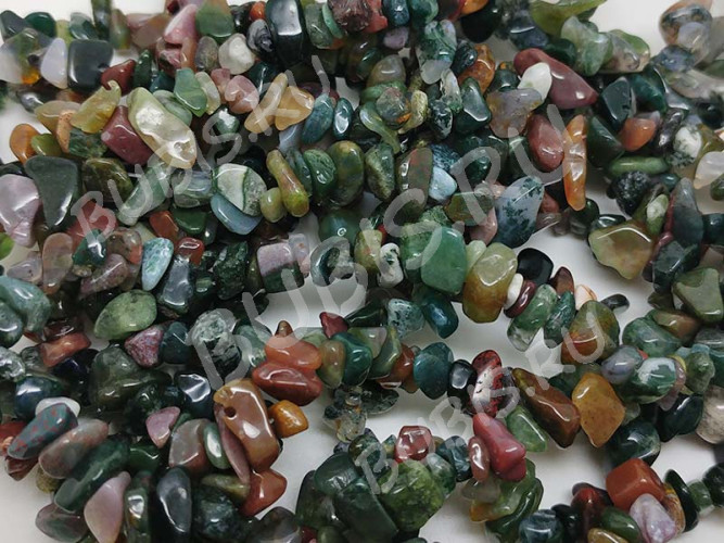 Крошка (галтовка) каменная 122 4-9мм Индийский Агат натуральный (камни) (нить 40см)