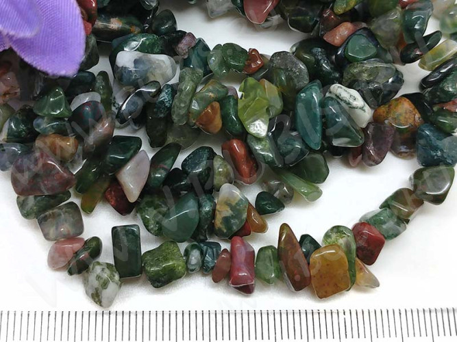 Крошка (галтовка) каменная 122 4-9мм Индийский Агат натуральный (камни) (нить 40см)