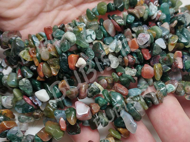 Крошка (галтовка) каменная 122 4-9мм Индийский Агат натуральный (камни) (нить 40см)