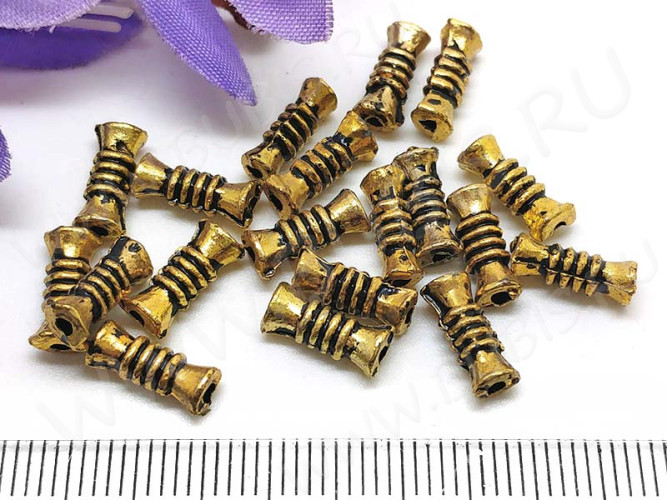 УЦЕНКА!!! (СКИДКИ!!!) Бусина 118 Трубочка 10,2*3,5*3,5мм античное золото (литьё) (10шт.)