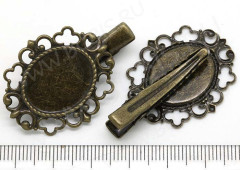 Основа (заготовка) для заколки №26 &quot;крокодильчик&quot; (с сеттингом 19*15мм) 41*27*9,5мм античная бронза (Iron и Brass)