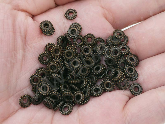 Рондели 076 колёсики 6*6*1,3мм античная бронза (литьё) (20шт.)