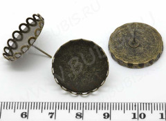 Пуссеты (&quot;гвоздики&quot;) №054 с сеттингом 20мм 21*15*0,7мм античная бронза (Brass) (1 пара)