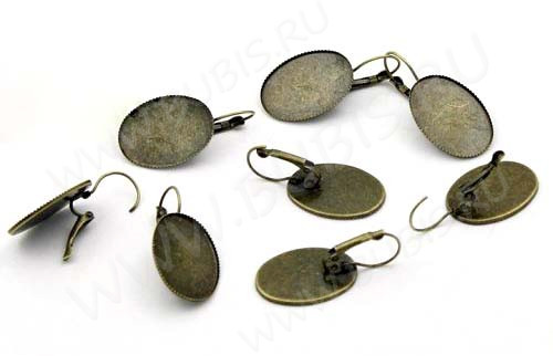 Швензы с французским замком №16 с сеттингом 25*18мм 36,5*19*13,5мм античная бронза (Brass) (1 пара)