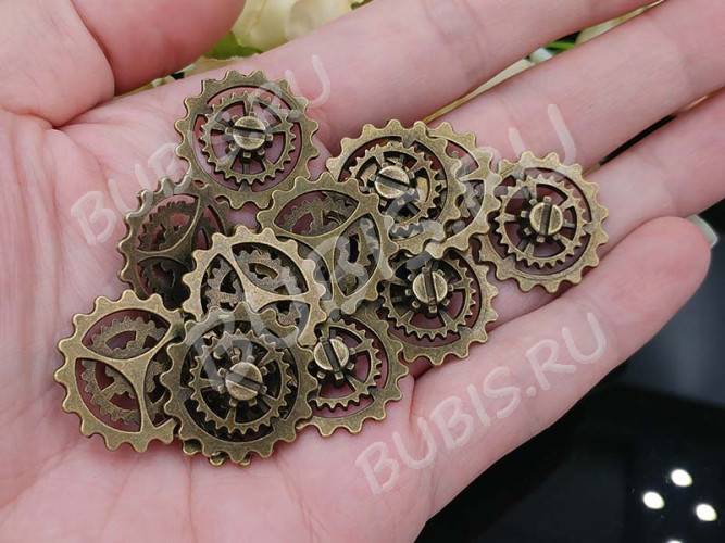 Шестерёнка 16 21,5*21,5*4мм античная бронза (литьё) (Steampunk)