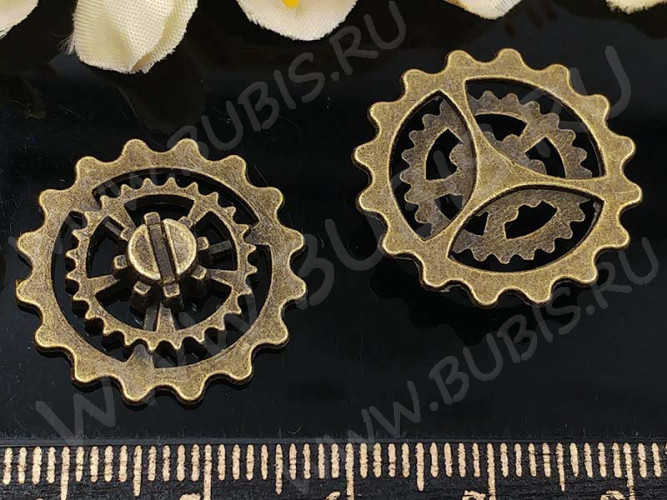 Шестерёнка 16 21,5*21,5*4мм античная бронза (литьё) (Steampunk)