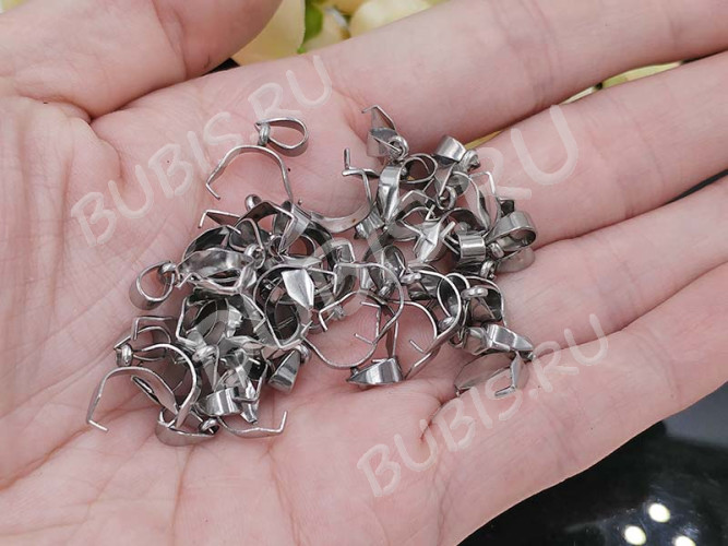 Держатель кулона 061 классический 16,5*6,5*3,5мм цвет платины (Хирургическая сталь)