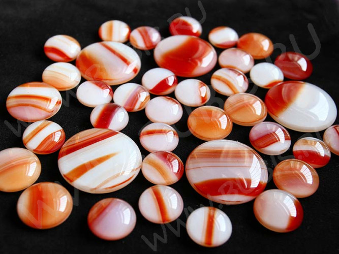 Кабошон Фьюзинг 492 Круглый 14-29мм Бордовый белый Узор морская волна OA GDV