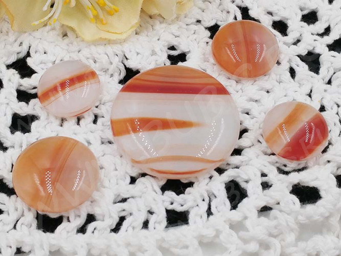 Кабошон Фьюзинг 492 Круглый 14-29мм Бордовый белый Узор морская волна OA GDV