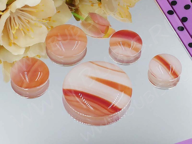 Кабошон Фьюзинг 492 Круглый 14-29мм Бордовый белый Узор морская волна OA GDV