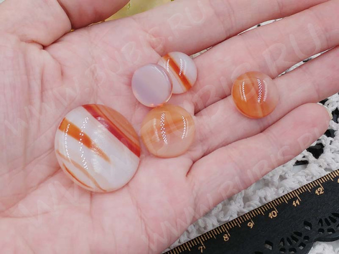 Кабошон Фьюзинг 492 Круглый 14-29мм Бордовый белый Узор морская волна OA GDV