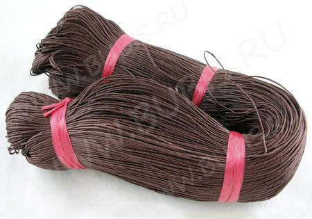 (СКИДКИ!!!) Вощёный х/б шнур 1мм коричневый (ок. 70м)