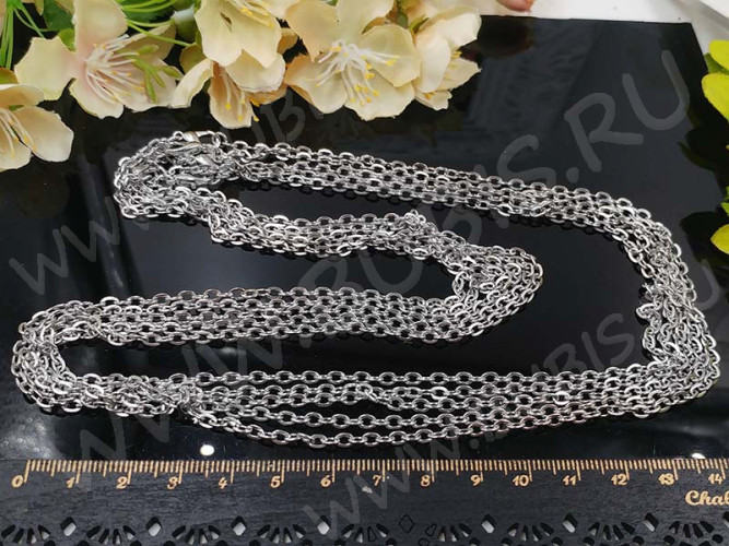 Шнур с замочком 40 Цепочка для кулона 4*3мм цвет платины (Iron) (60см)