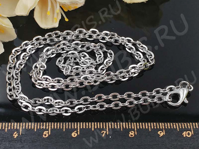 Шнур с замочком 40 Цепочка для кулона 4*3мм цвет платины (Iron) (60см)