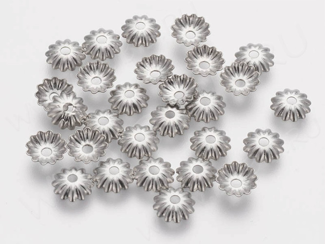 Шапочка тонкая 101 простая 38 чашечка 5,8*5,8*1,5мм цвет платины (Хирургическая сталь) (10шт)