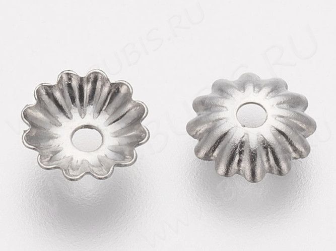 Шапочка тонкая 101 простая 38 чашечка 5,8*5,8*1,5мм цвет платины (Хирургическая сталь) (10шт)