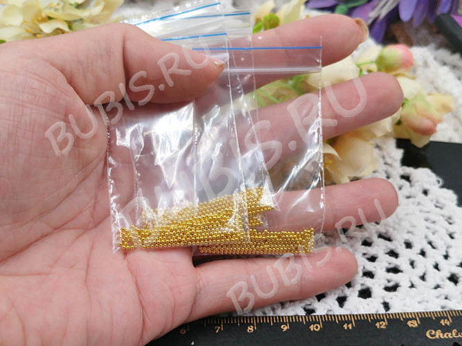 Наполнение для смолы и бутылочек 093 бульонки микробисер шарики без отверстий 1,2мм золотистые (декор) (300шт.)