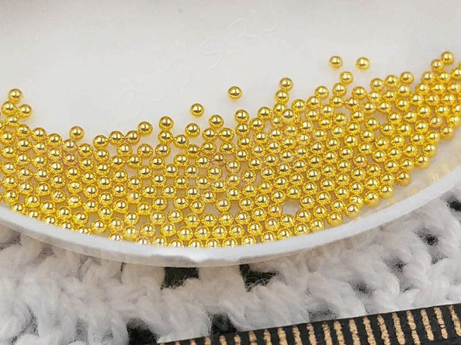Наполнение для смолы и бутылочек 093 бульонки микробисер шарики без отверстий 1,2мм золотистые (декор) (300шт.)