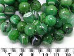 (ОПТ) Бусина округлая ГРАНЁНАЯ 10мм Агат Мадагаскарский зелёный (камни) (НИТЬ)