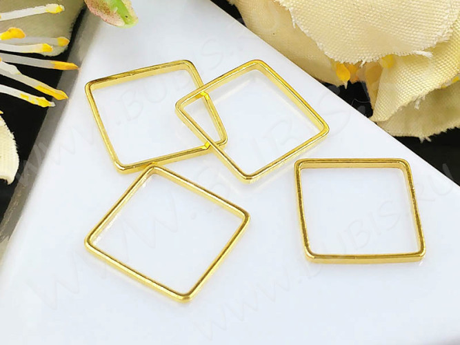 Декоративный элемент 101 Квадрат рамка контур коннектор 10*10*0,7мм золотистый (Brass) (10шт.)