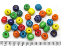 Бусины округлые цветные приплюснутые 8,5*8*7мм яркий микс (дерево) (50шт.)