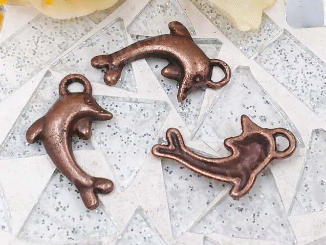 (СКИДКИ!!!) Подвеска Дельфинчик 05 19,5*12*2,5мм античная медь (литьё) (10шт.)